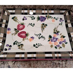 Vintage Oneida Strawberry Plaid Collectible 19x12.75 Inch Serving Platter Tray